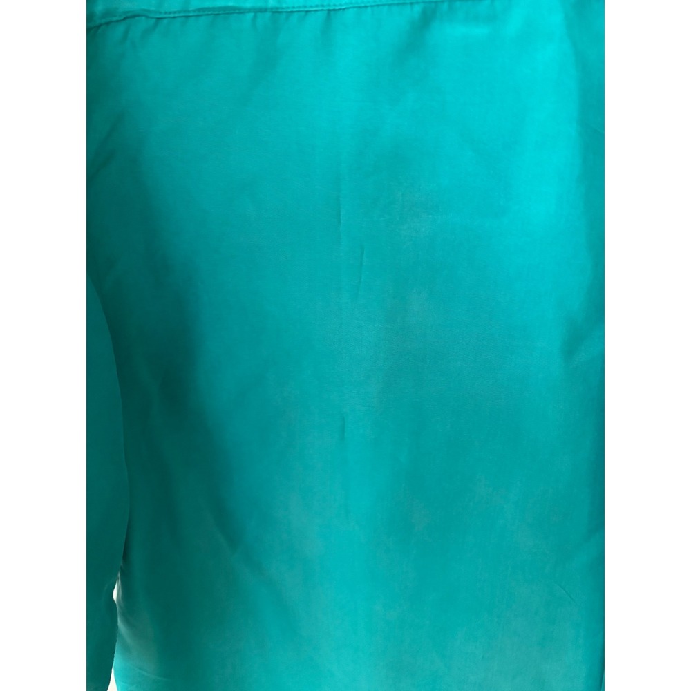 Christie & Jill Vintage 100% Silk Short Sleeve Blouse Teal Green Button Down M - Picture 5 of 5